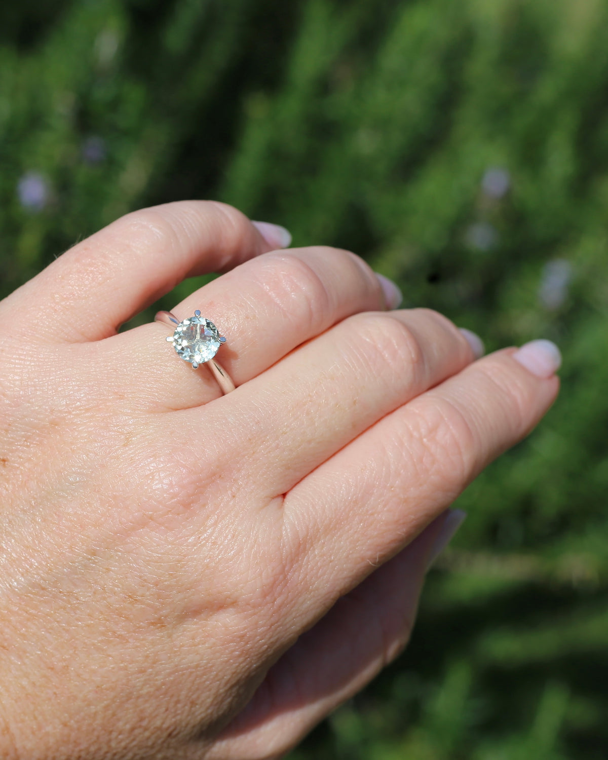 1.7ct Prasiolite Solitaire, Sterling Silver, size N or just over 6.5, 2.1g