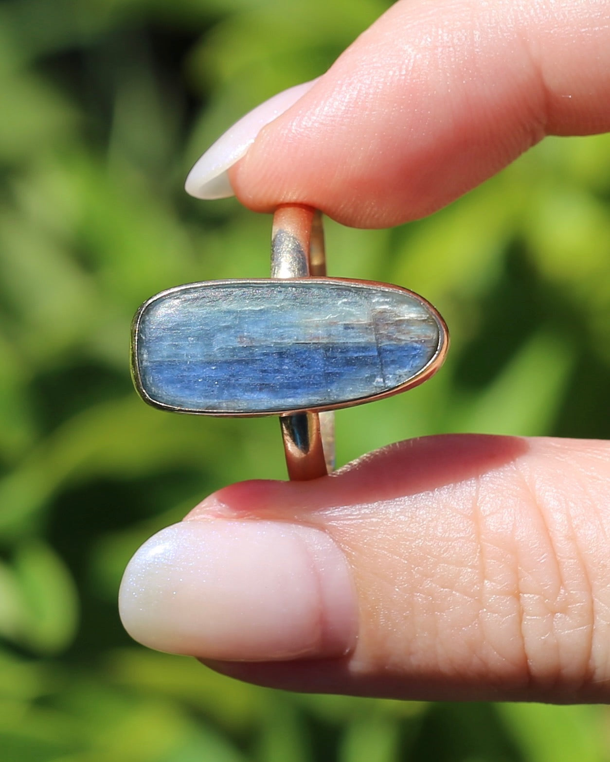 Rustic Freeform Labradorite Cabochon in Bezel Setting, 9ct Yellow Gold, size X1/2 or 11.75