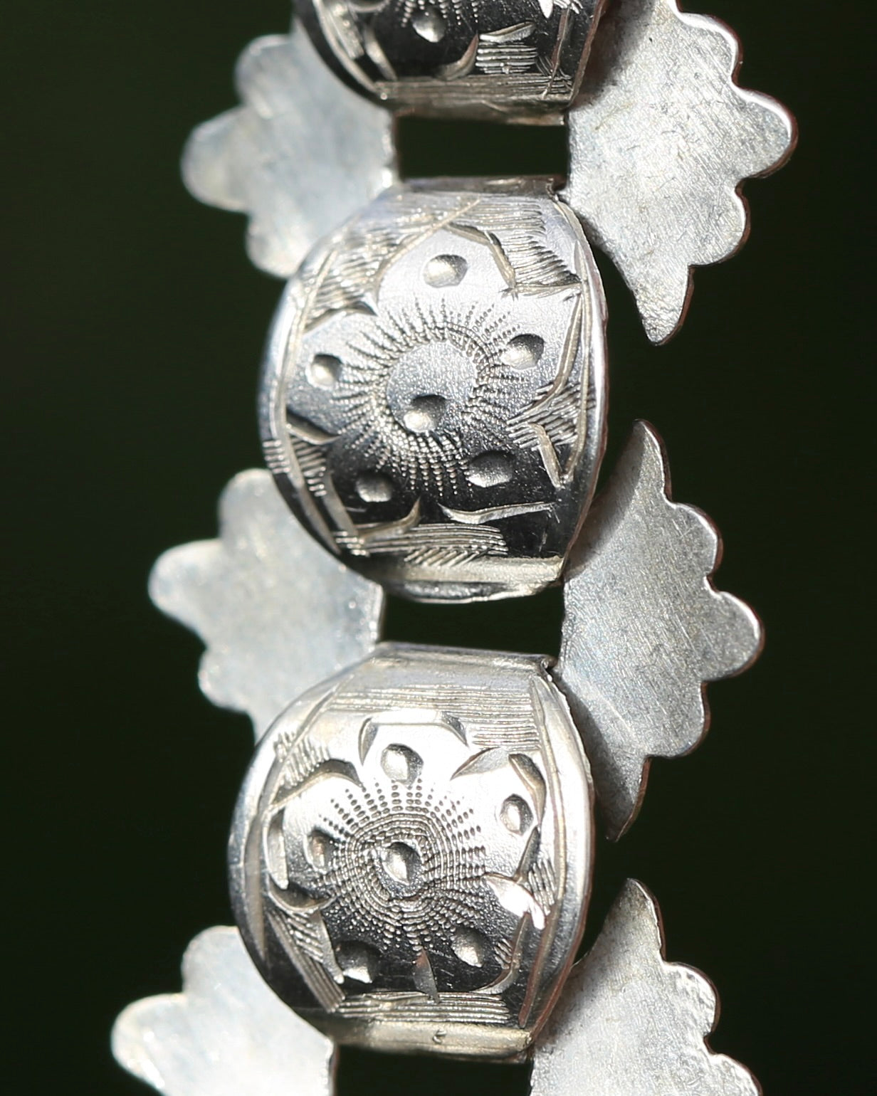 Antique Victorian Floral Book Chain, Silver, 45cm or 7.75 inches, 22.43g