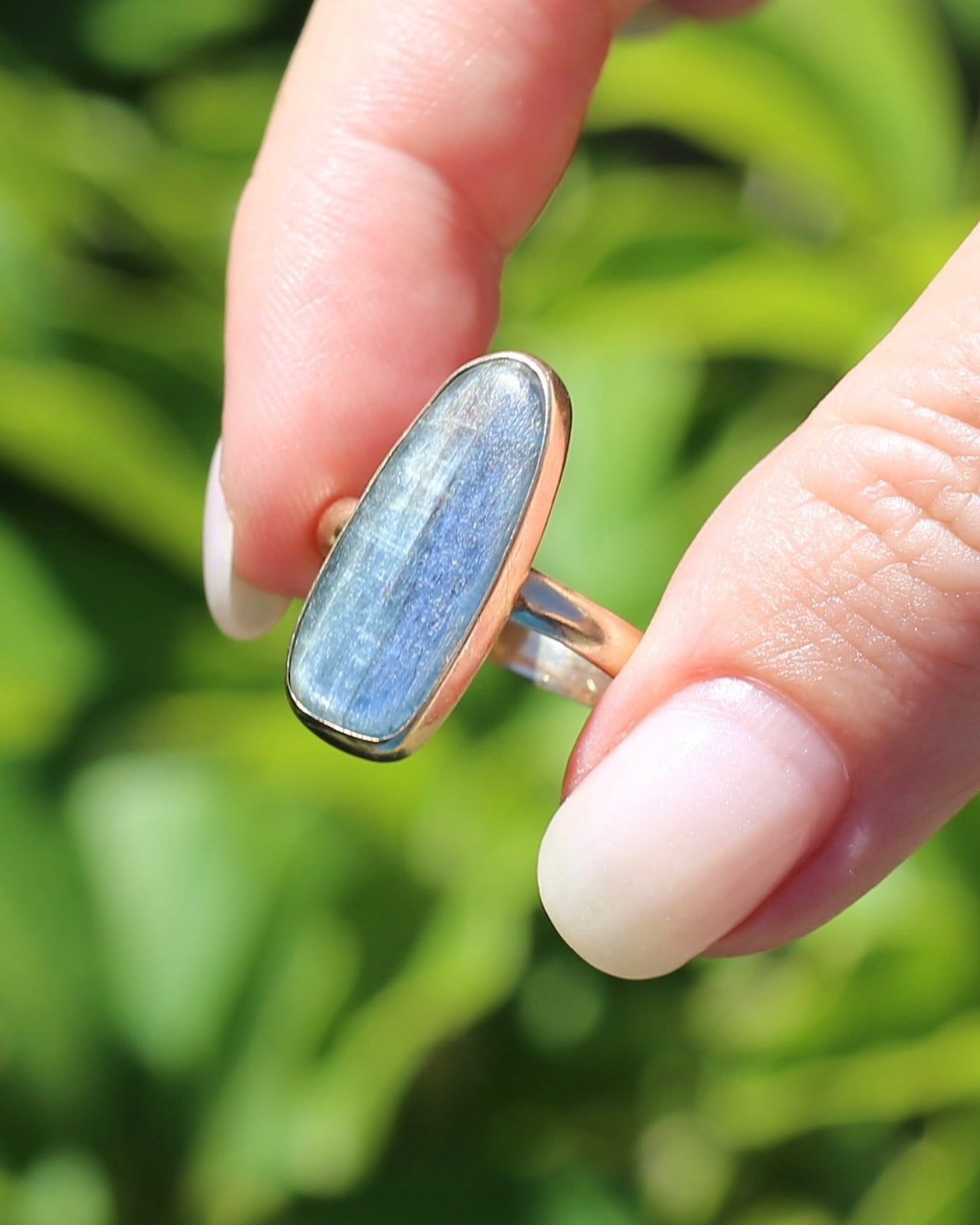 Rustic Freeform Labradorite Cabochon in Bezel Setting, 9ct Yellow Gold, size X1/2 or 11.75