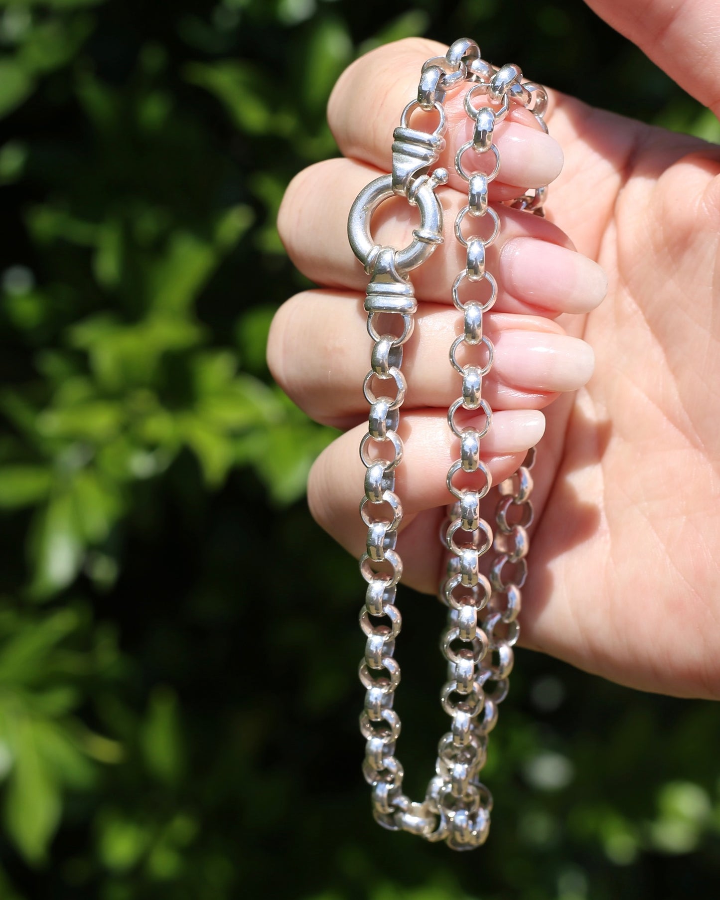 Chunky Silver Belcher Chain With Italian Bolt Clasp and large finals, 41.4g, 52cm
