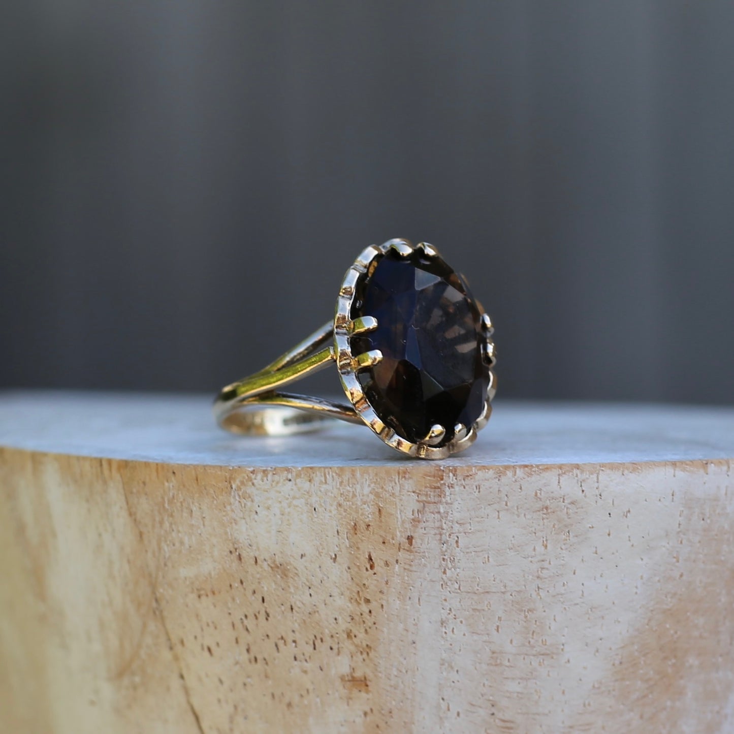 Gorgeous 1973 7.5ct Smoky Quartz Cocktail Ring, size N or 6.75