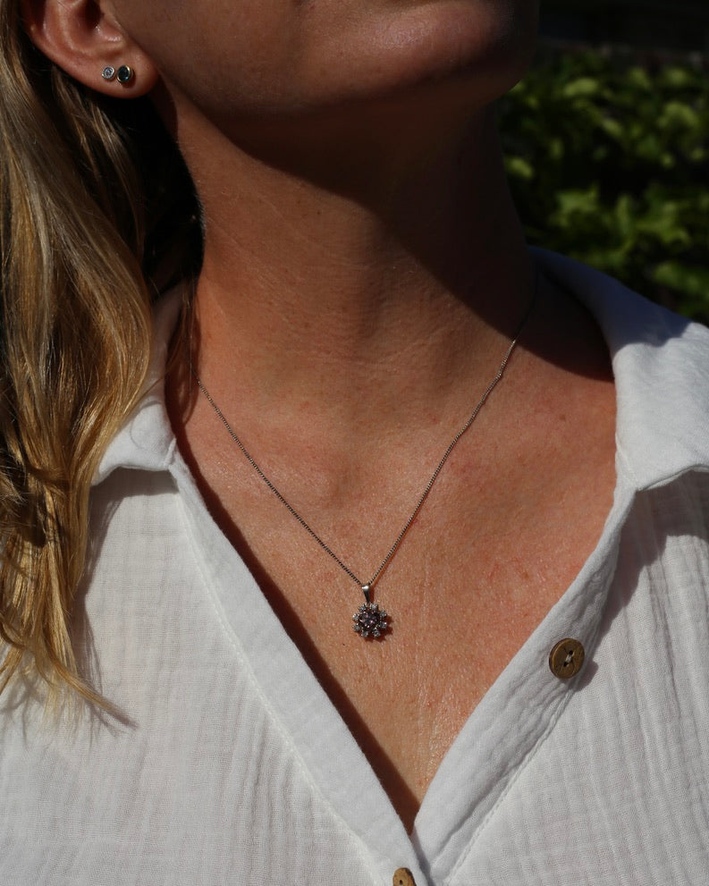 1.53ct Australian Zircon and Diamond Pendant, 14ct White Gold, 1.87g