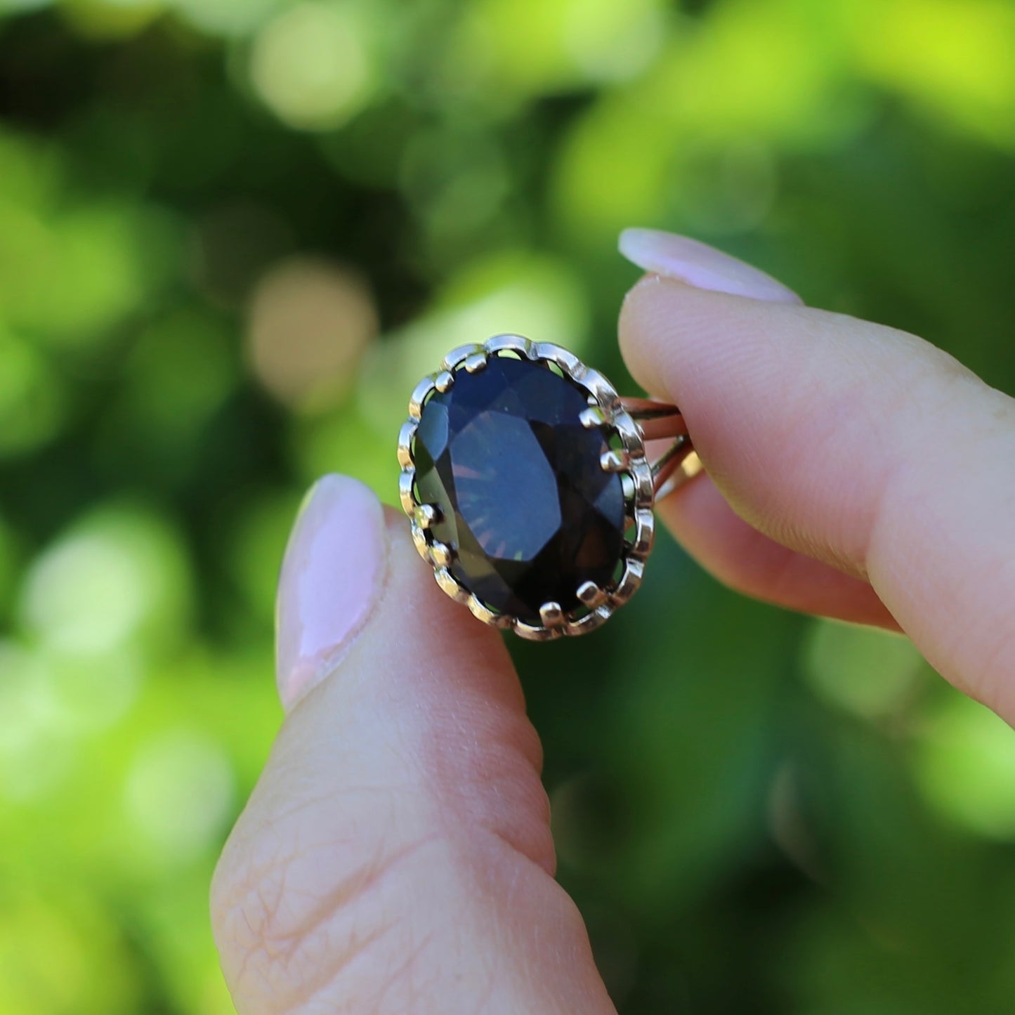 Gorgeous 1973 7.5ct Smoky Quartz Cocktail Ring, size N or 6.75