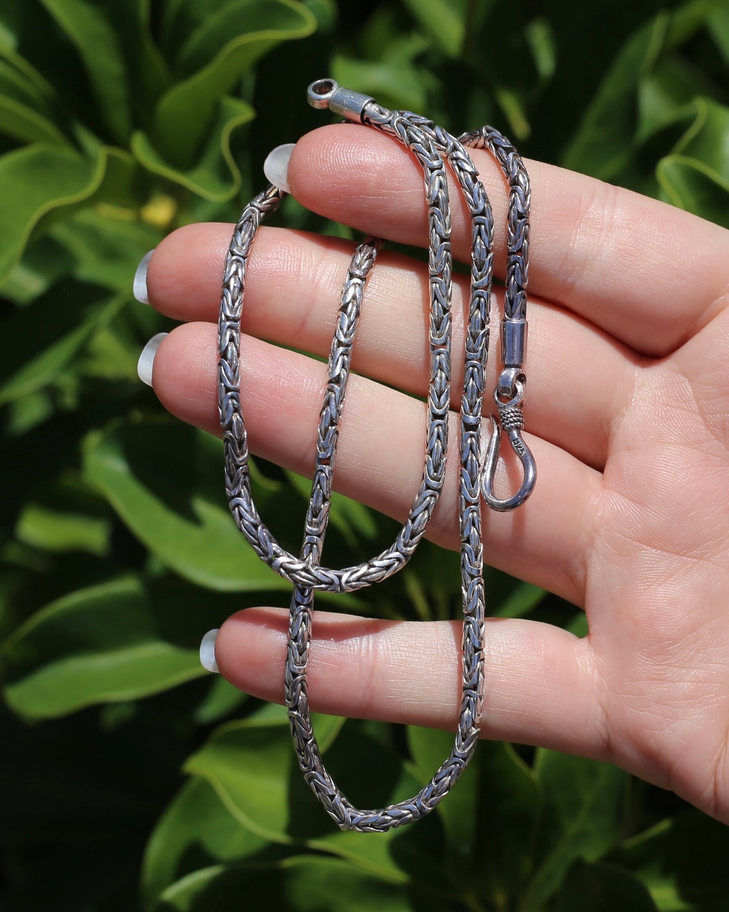 Sterling Silver Byzantine Silver Necklace with Hook Clasp, 51cm or 20 inches, 27.28g