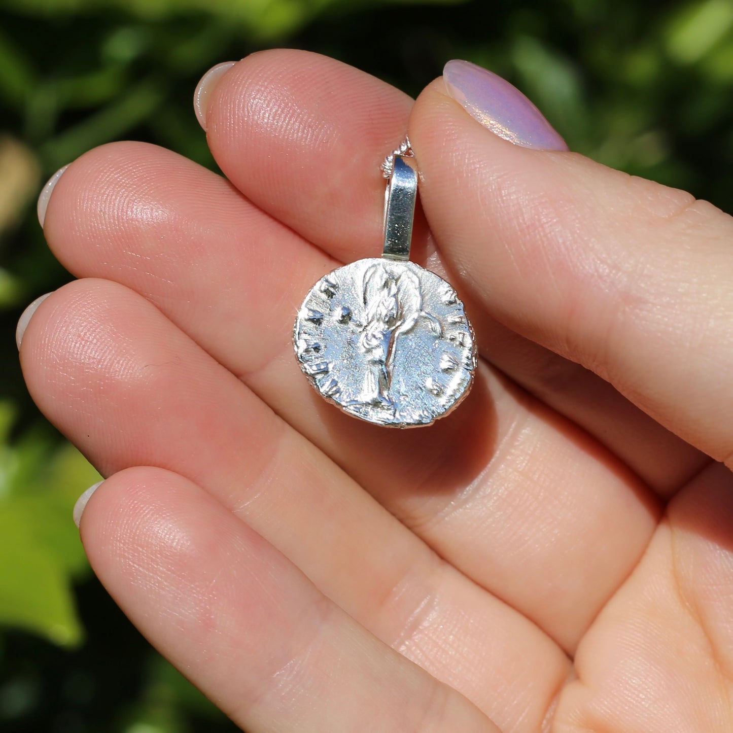 Eternity Pendant - Roman Goddess Aeternitas or Providentia, Cast From a 141-161AD Silver Denarius, avail in  Silver and Gold