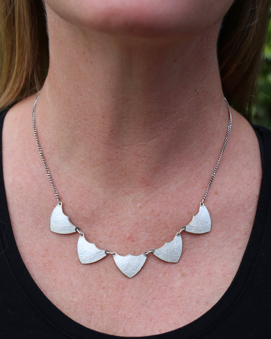 Vintage Norwegian Enamel and Silver Necklace, 45.5cm
