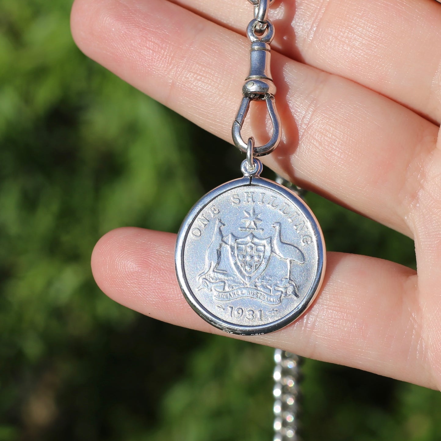 Australian Sterling Silver Shilling Pendants 1928 1931 and 1935, in Silver Bezel Frames, 6.6g