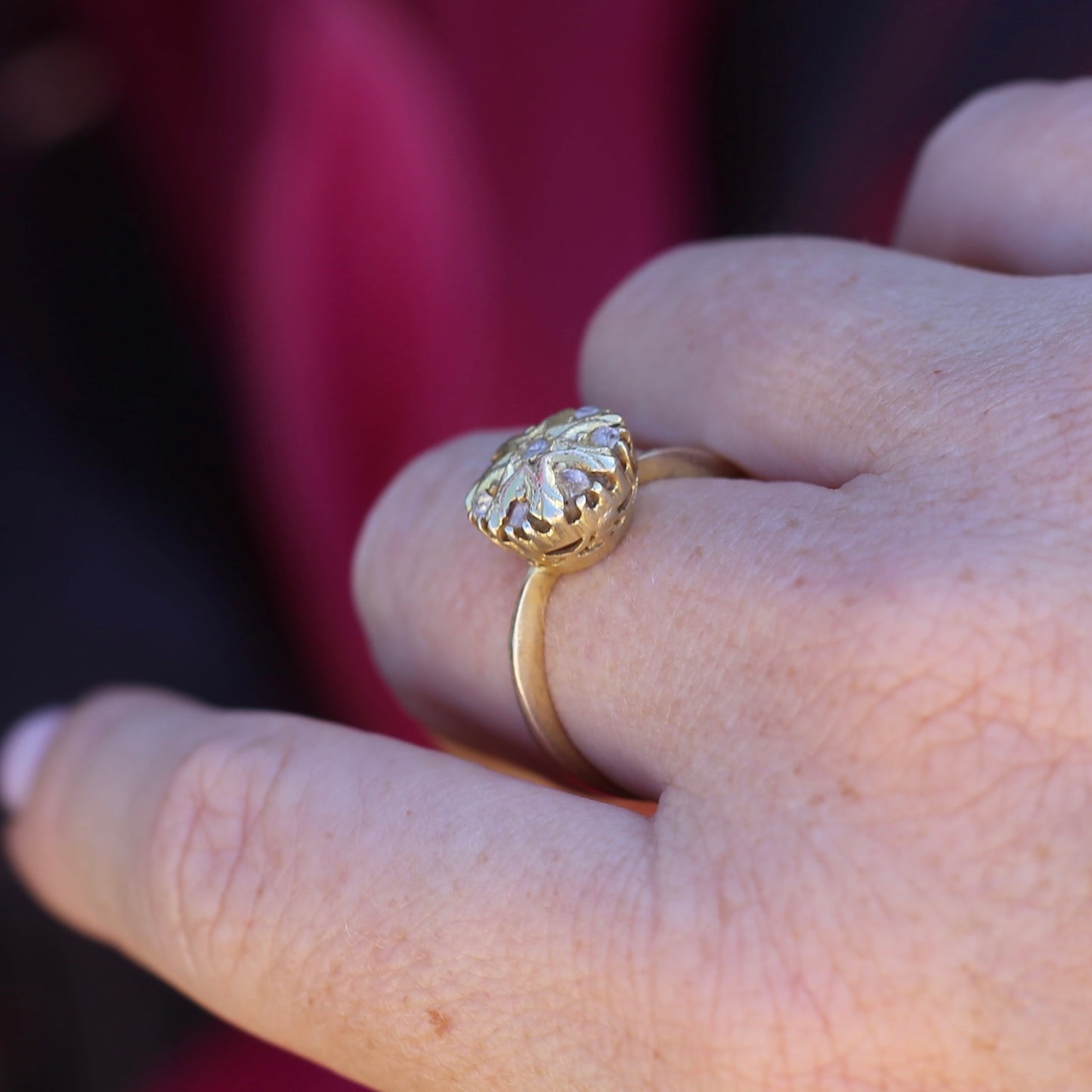 Rustic Handmade Likely Victorian Rose and Table Cut Diamond & Quartz Ring, approx 12ct Yellow Gold, size T or 9.5