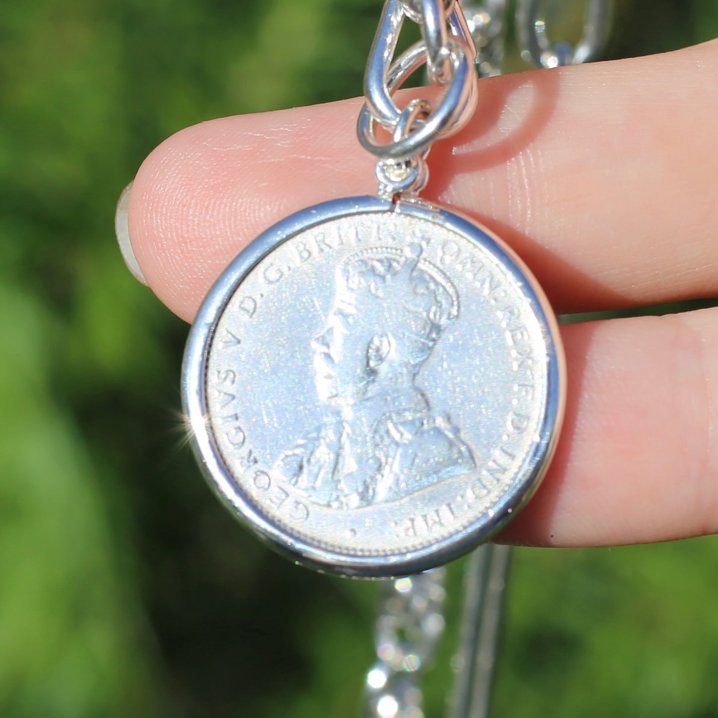 Australian Sterling Silver Shilling Pendants 1928 1931 and 1935, in Silver Bezel Frames, 6.6g