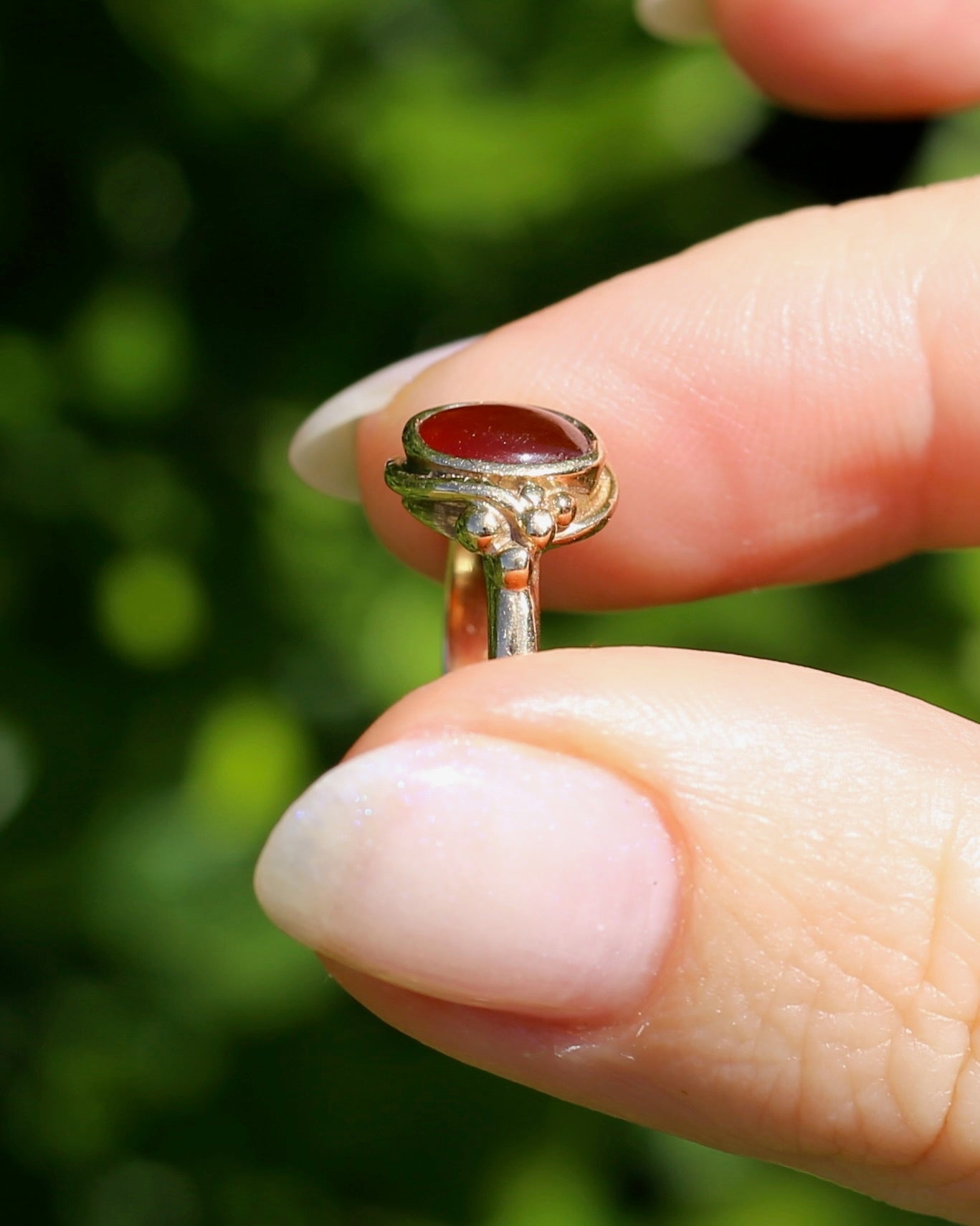 Bezel Set Carnelian Cabochon Signet Type Ring, 9ct Yellow Gold, size I1/2 or 4.5