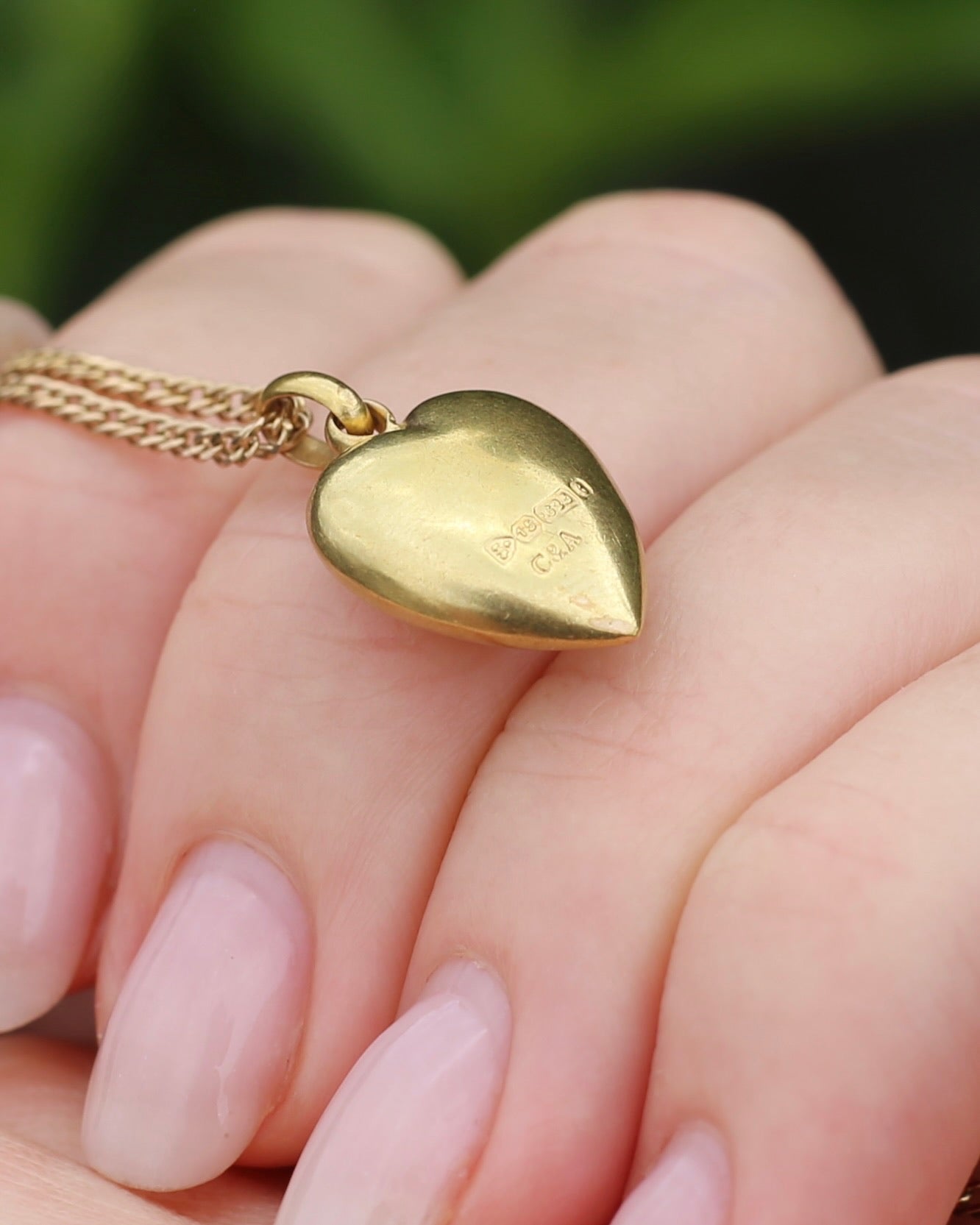 Antique 1903 Made 15ct Puffy Heart With Old Cut Sapphire and Rose Cut Diamonds, 15ct Yellow Gold, 1.59g