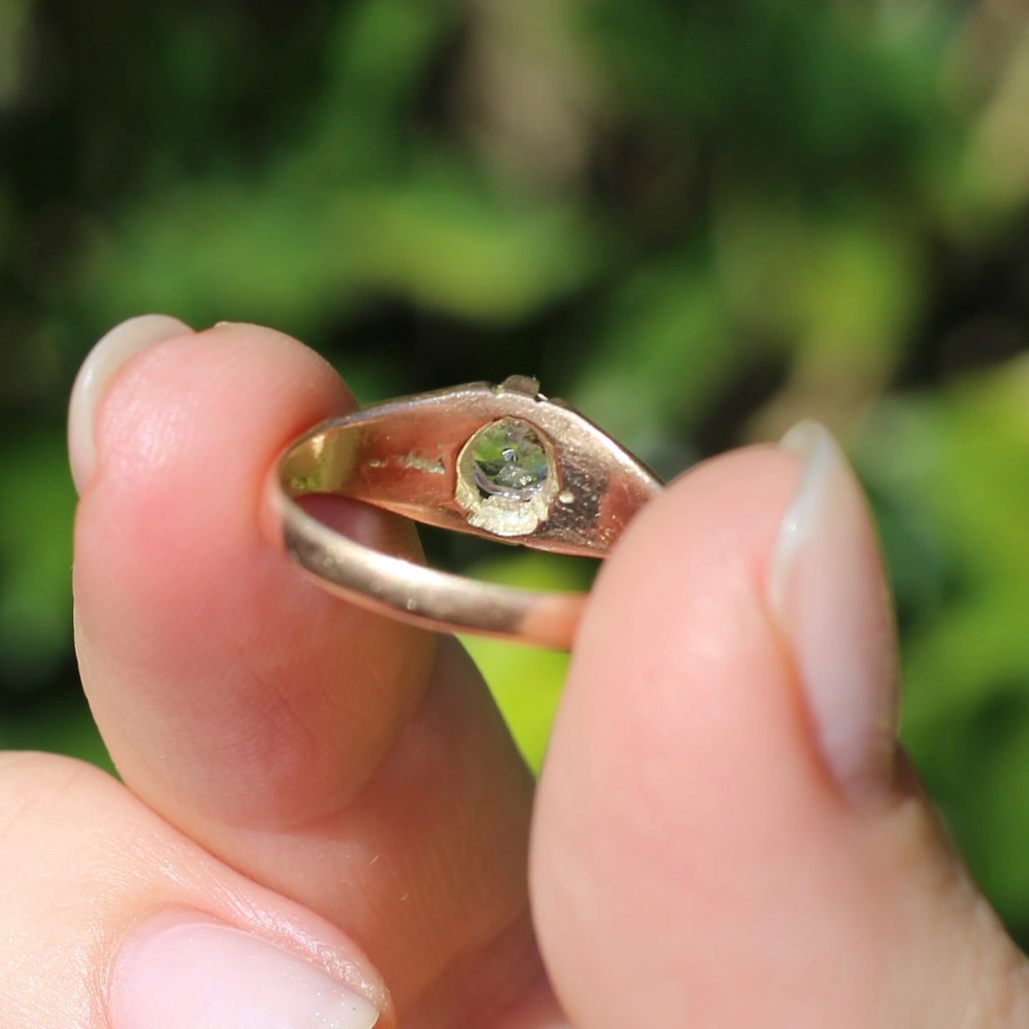 Hand Cut White Sapphire in 15ct Old Gold Ring, size N1/2 or just under 7