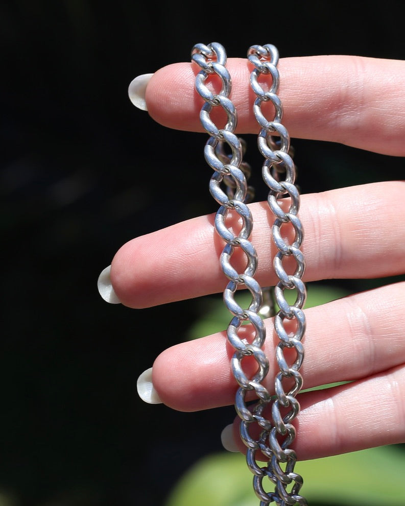 Birmingham Made 1903 Sterling Silver Watch Chains, Fob and T-bar, 47cm or 18.5 inches, 52,6g