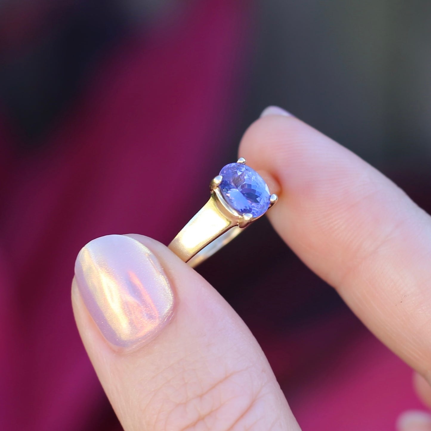 1.25ct Oval Tanzanite Ring, 14ct Yellow Gold, size N or just over 6.5