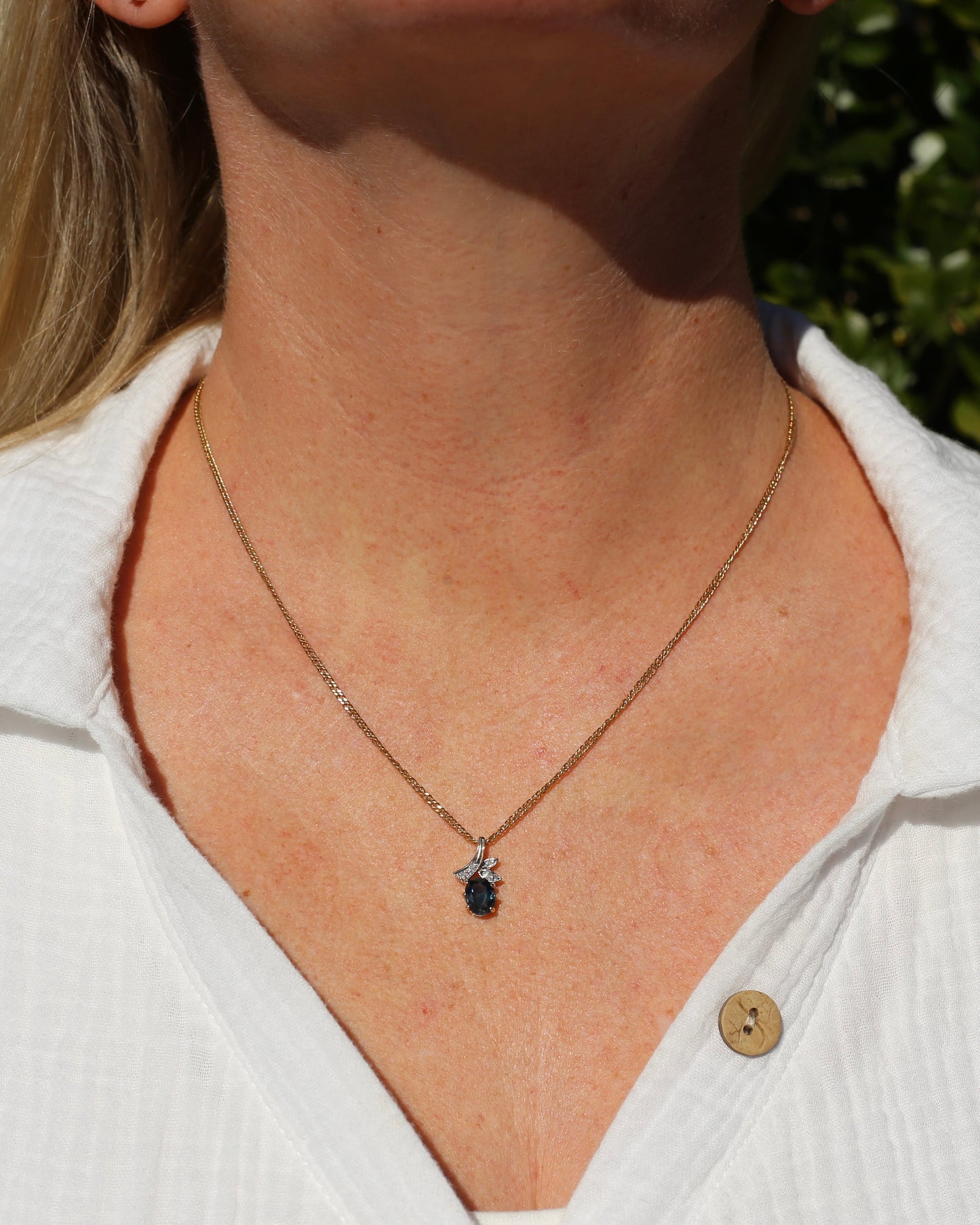 Approx 1.2ct Natural Sapphire and Single Cut Diamond Pendant, 1.1g