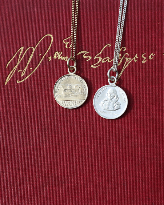 The Bard - A Replica Pendant of a Token Memorialising the Life of Shakespeare, Silver and Gold.