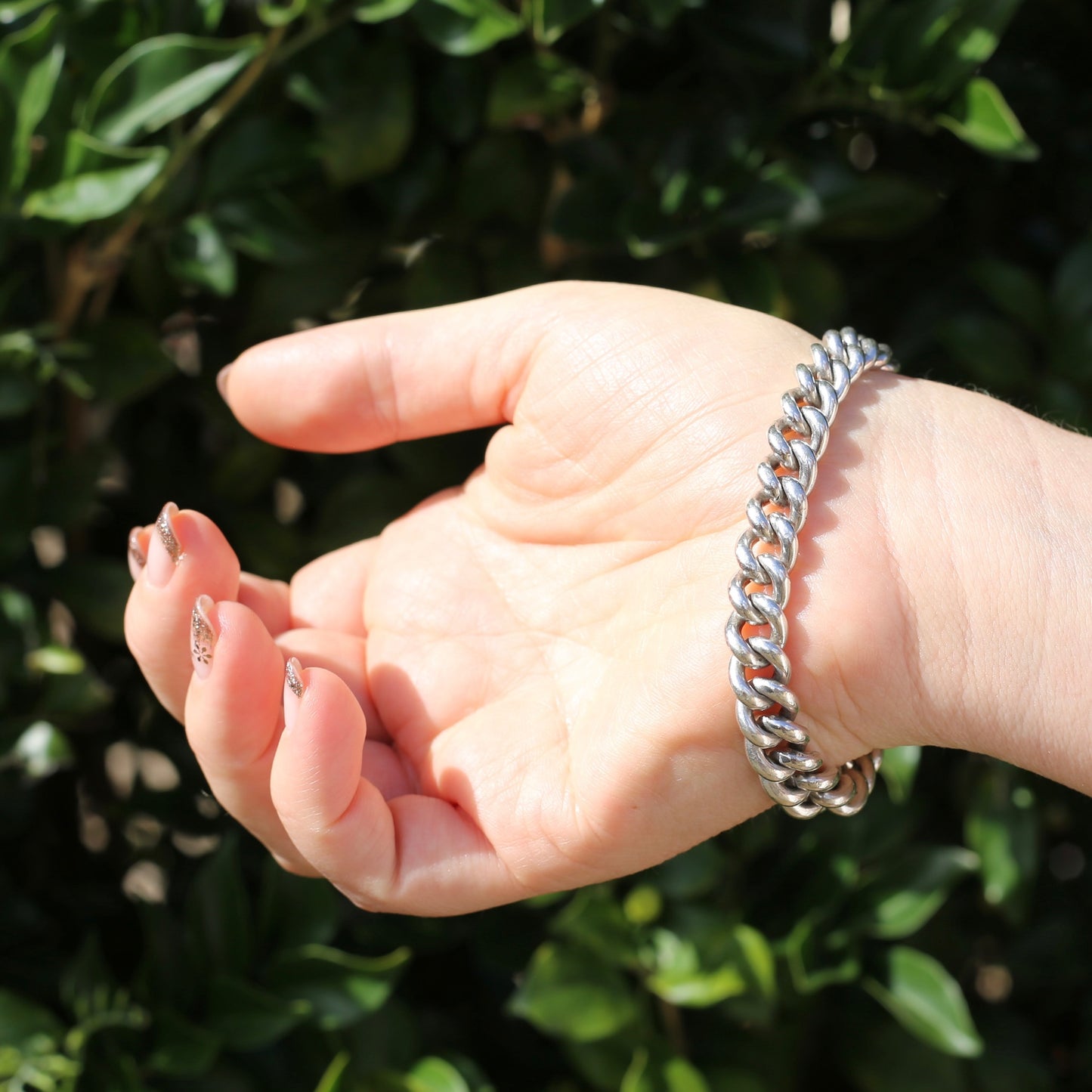 Vintage Silver Graduated Curb Chain Bracelet or Extender, 44.7g, 8 inches or just over 20cm