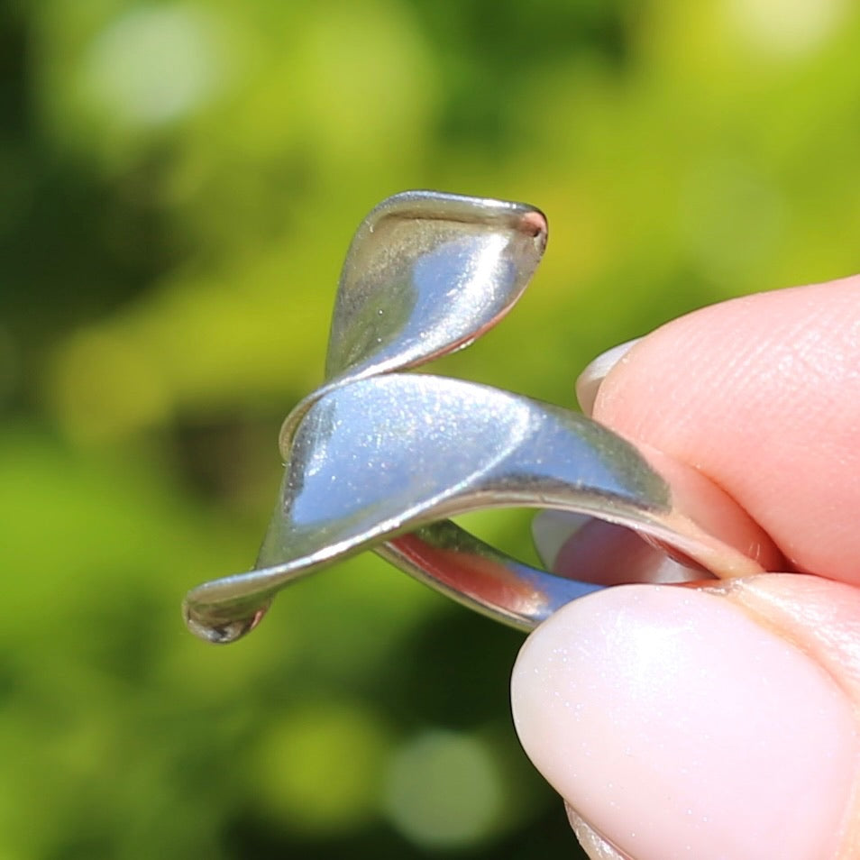 Two leaf Silver Ring, Sterling Silver, sizeable