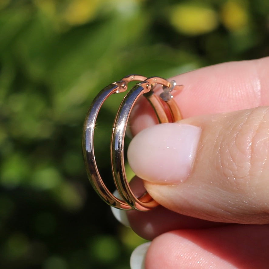 24mm Rose Gold Hoops, 9ct Rose Gold, 1.22g