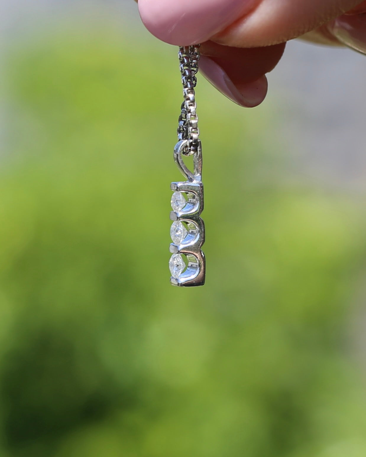 Second Glance - 0.2ct Natural Diamond Trilogy Pendant, 9ct White Gold, 0.87g