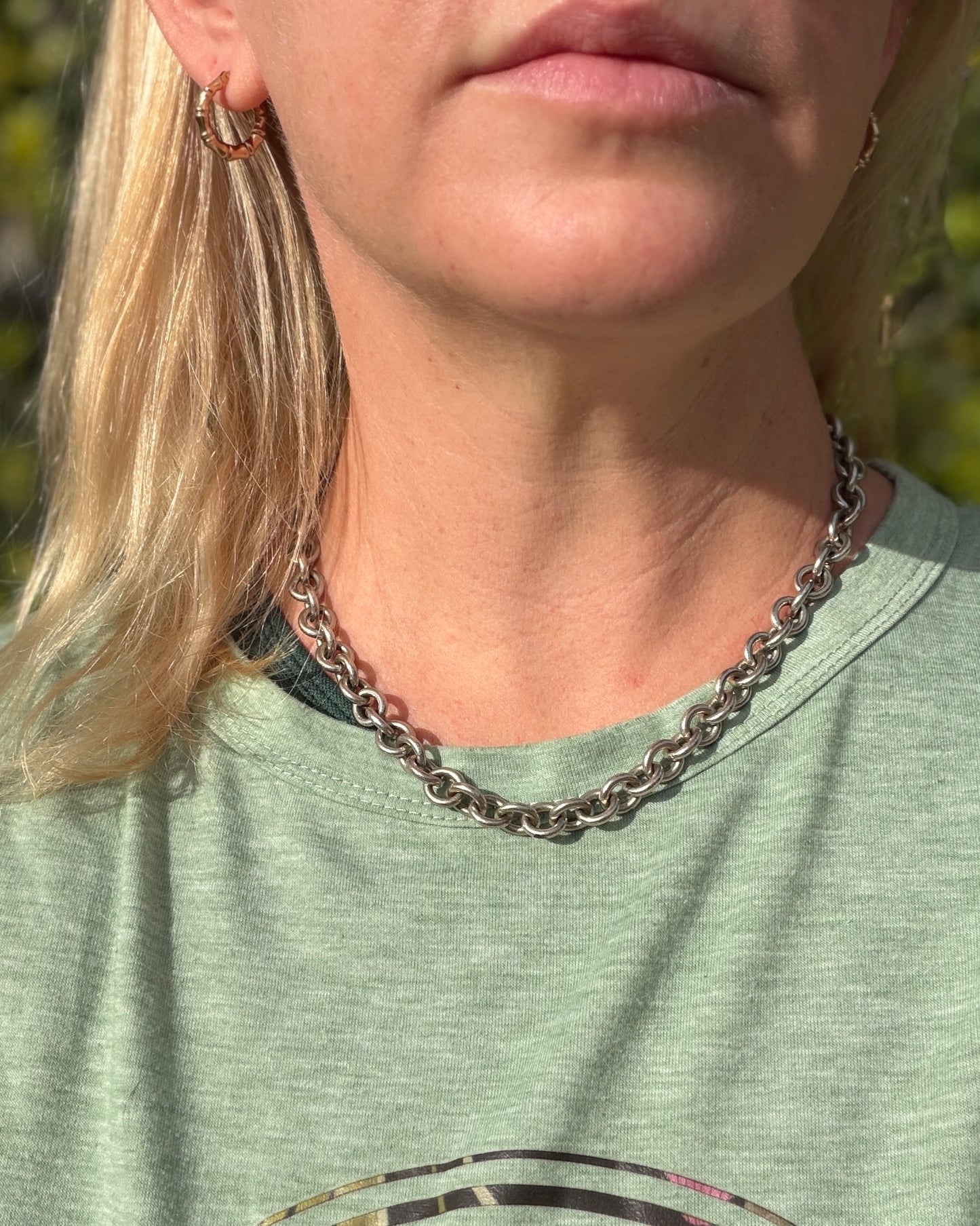 Vintage Chunky Oval Cable Chain with Parrot Clasp, Sterling Silver, 46cm or 18inches, 58.65g