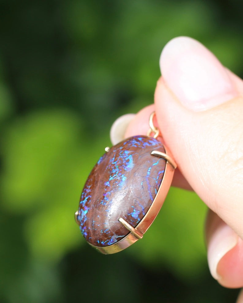 Australian Boulder Opal Pendant, 9ct Yellow Gold, 5.41g