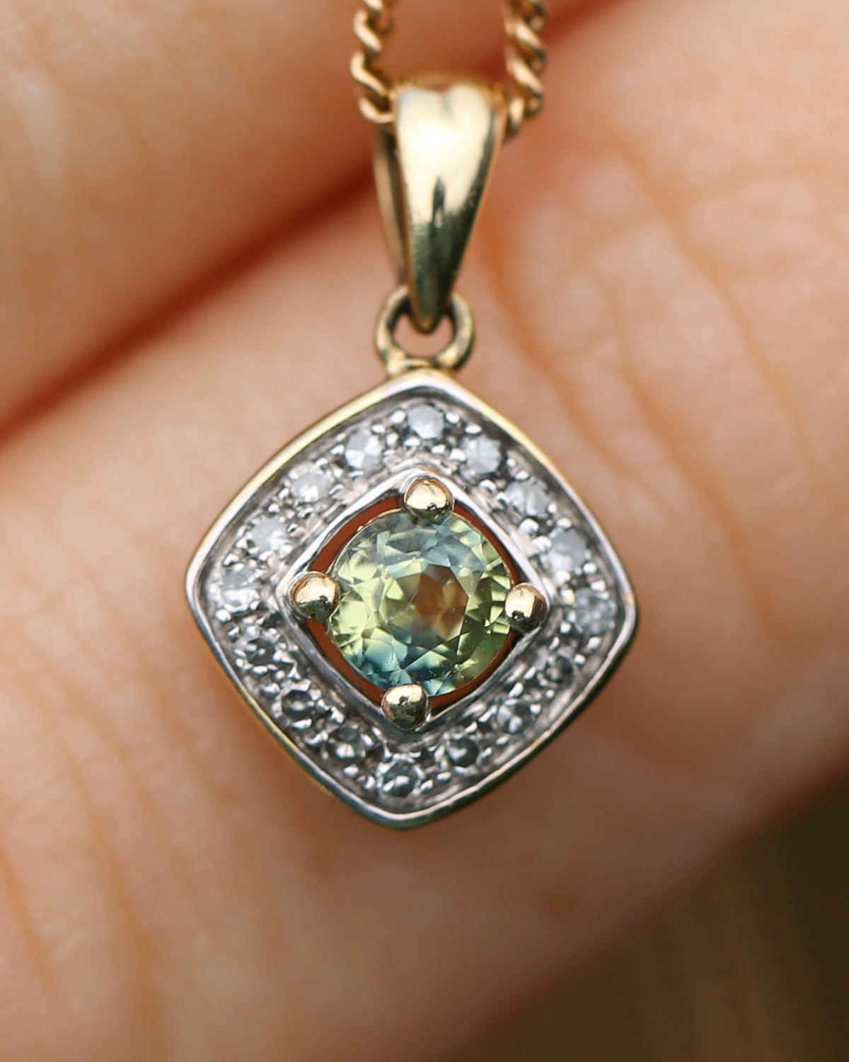 0.45ct Parti and Diamond Pendant, 9ct Yellow and White Gold, 0.9g
