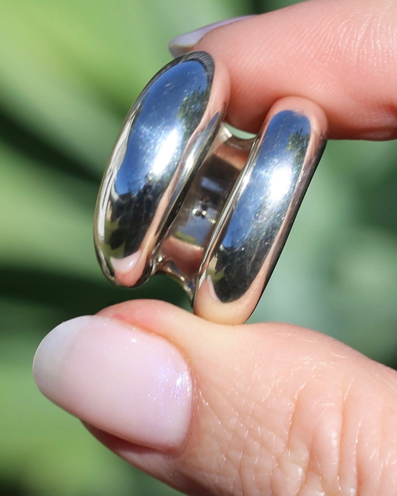 Structural Double Band Silver Ring, Sterling Silver, size R1/2 or just under 9, 12g