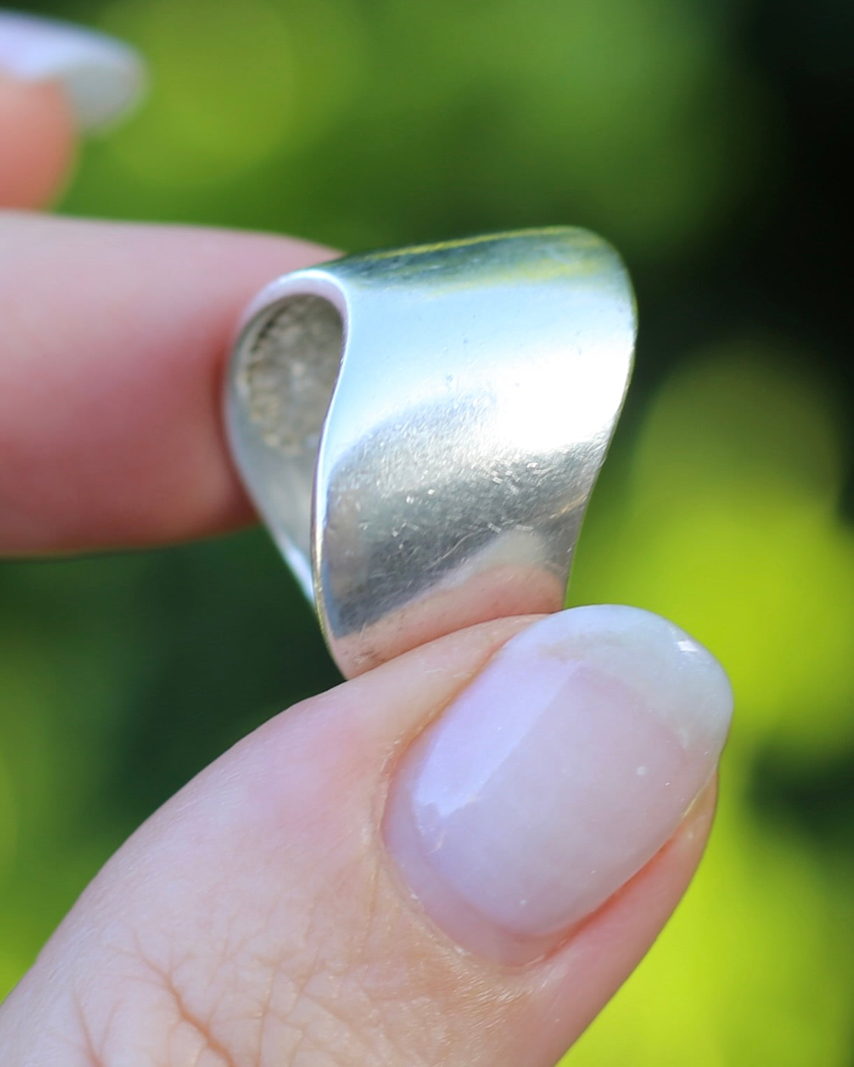 Wide Wave Shaped Silver Band, Sterling Silver, size Q1/2 or 8.5 (fits more like a P1/2 or Q), 7.2g