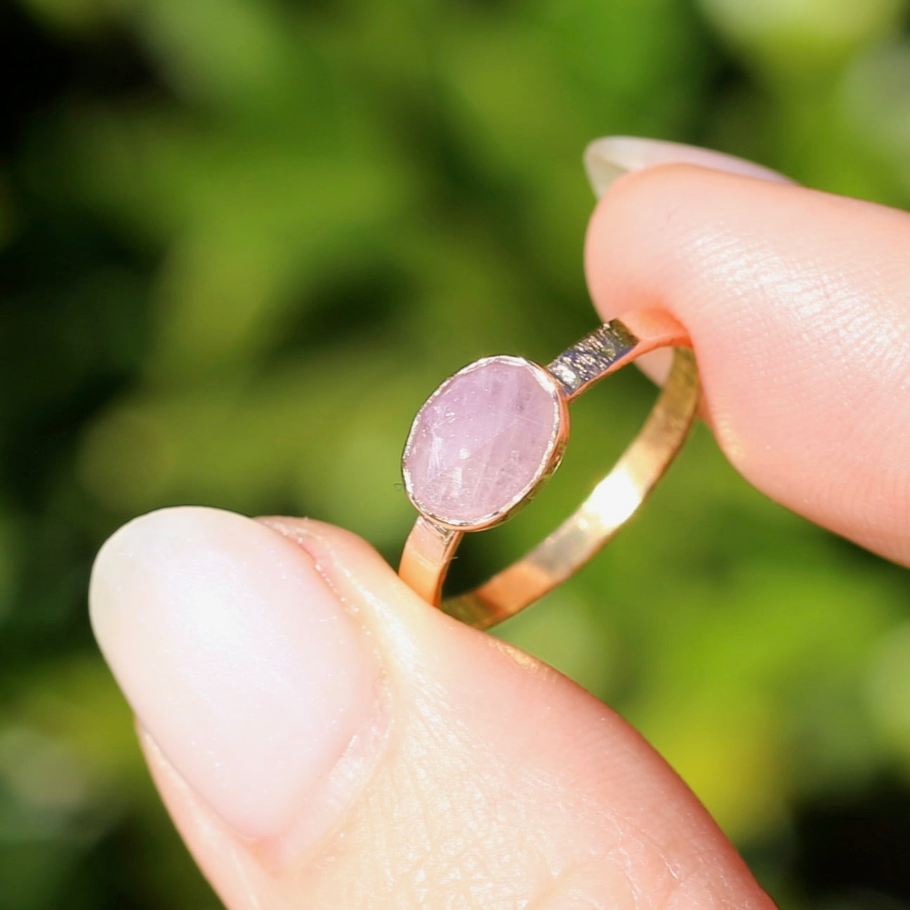 Rose Cut Pink Sapphire Ring, 14ct Rose Gold, size 6 or L1/2