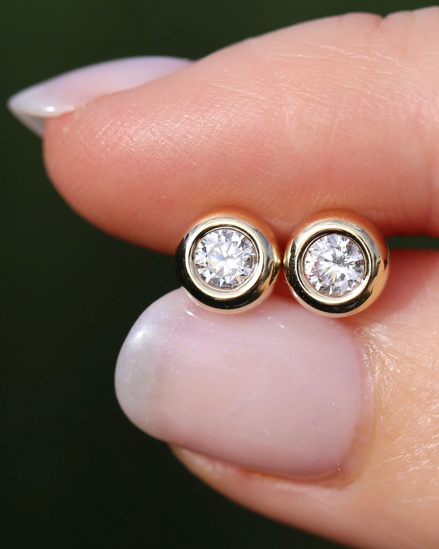 7mm Round Gold Bezel Set Studs, 9ct Yellow Gold, 0.65g
