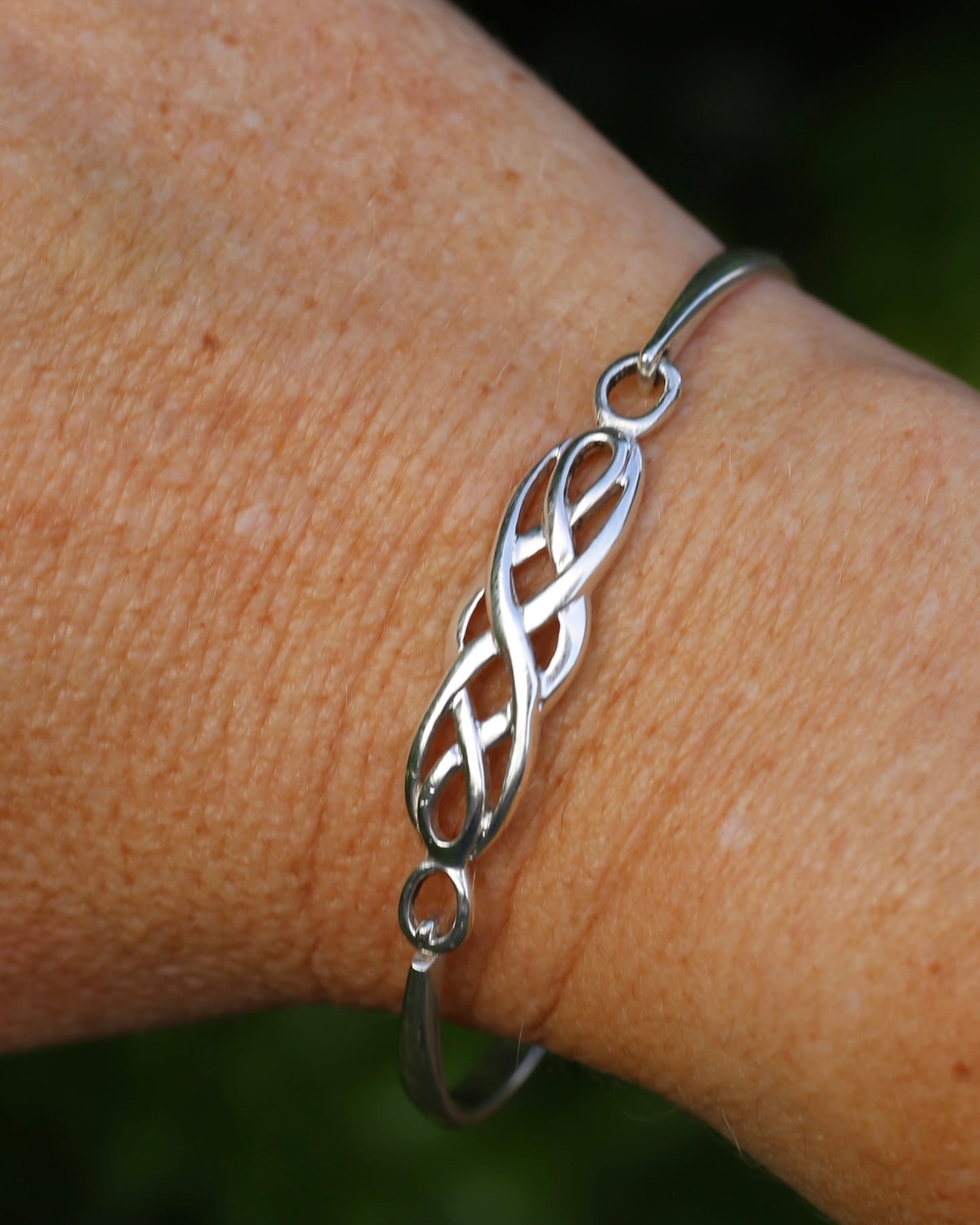 Vintage Celtic Knot Bangle, Sterling Silver, 10.95g