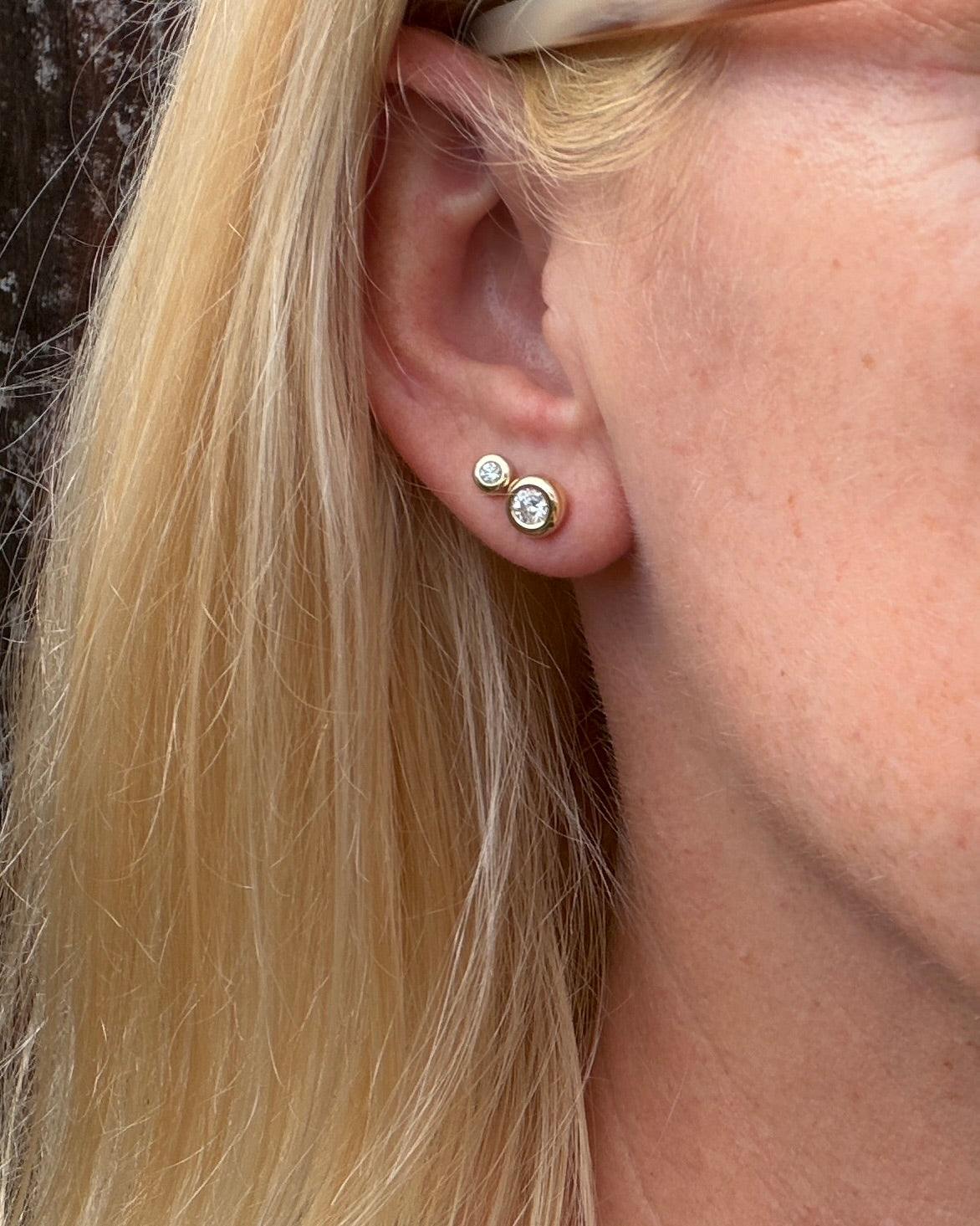 7mm Round Gold Bezel Set Studs, 9ct Yellow Gold, 0.65g