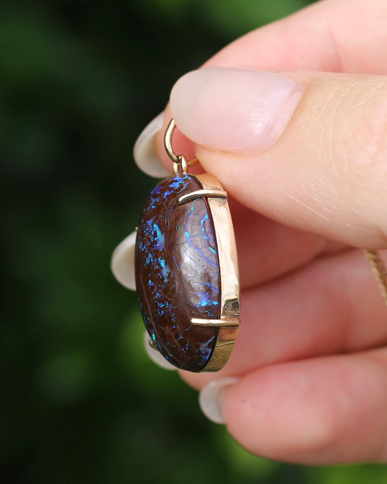 Australian Boulder Opal Pendant, 9ct Yellow Gold, 5.41g