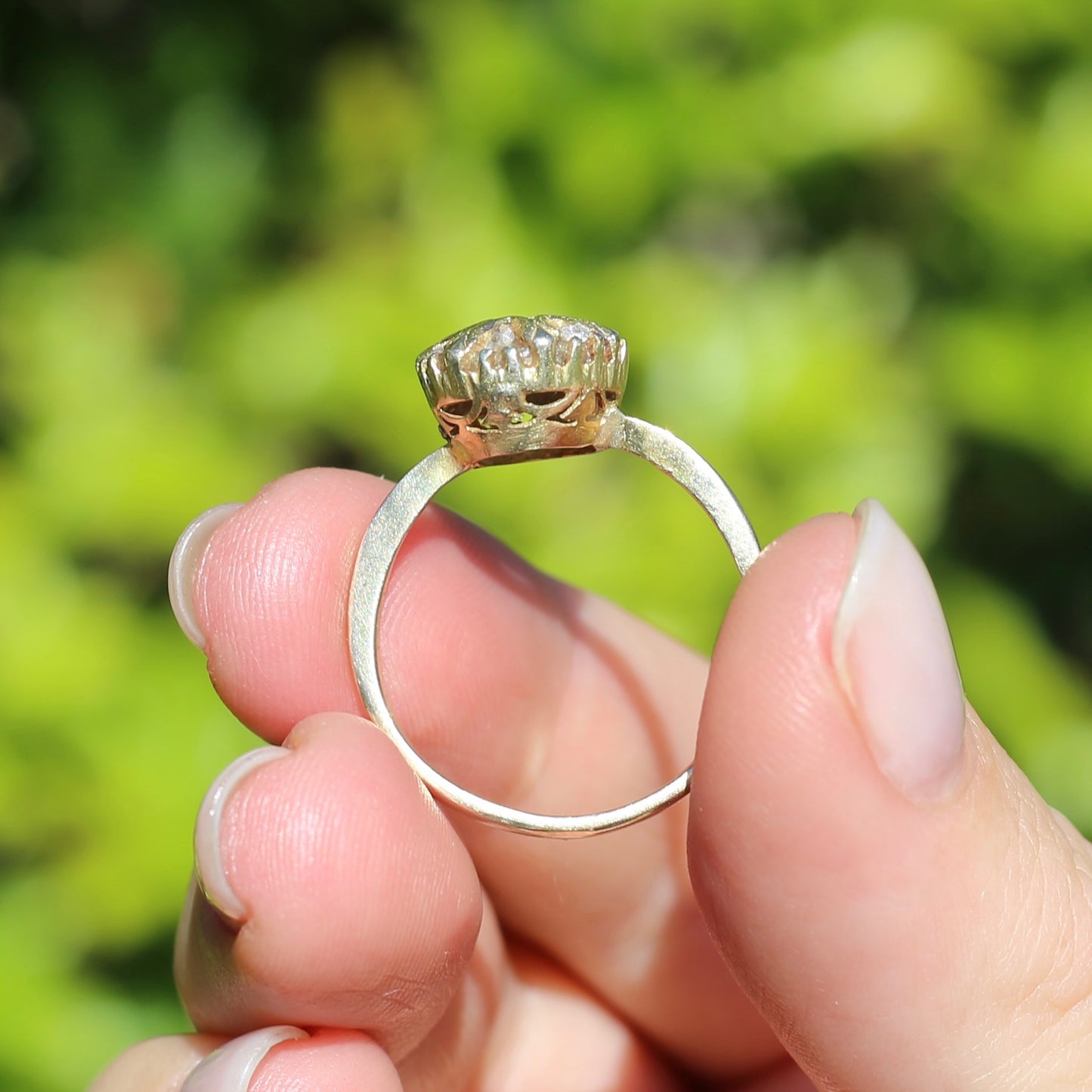 Rustic Handmade Likely Victorian Rose and Table Cut Diamond & Quartz Ring, approx 12ct Yellow Gold, size T or 9.5