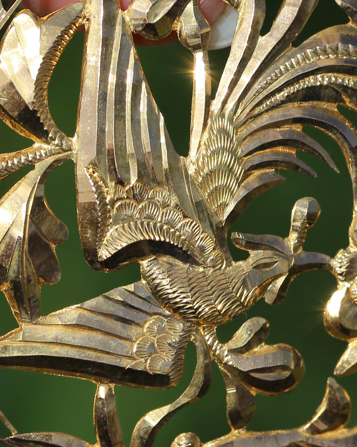 Vintage Chinese Fenghuang (Chinese Phoenix) and Floral Openwork Pendant and Chain, 22ct Gold, 24.34g combined