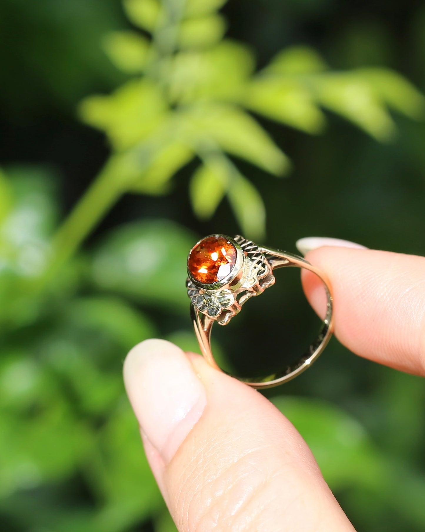 Custom Cut 3.54ct Oval Whiskey Brown Zircon, Bezel Set, 9ct Yellow Gold Birmingham Made 1994 Ring, size P or 7.75