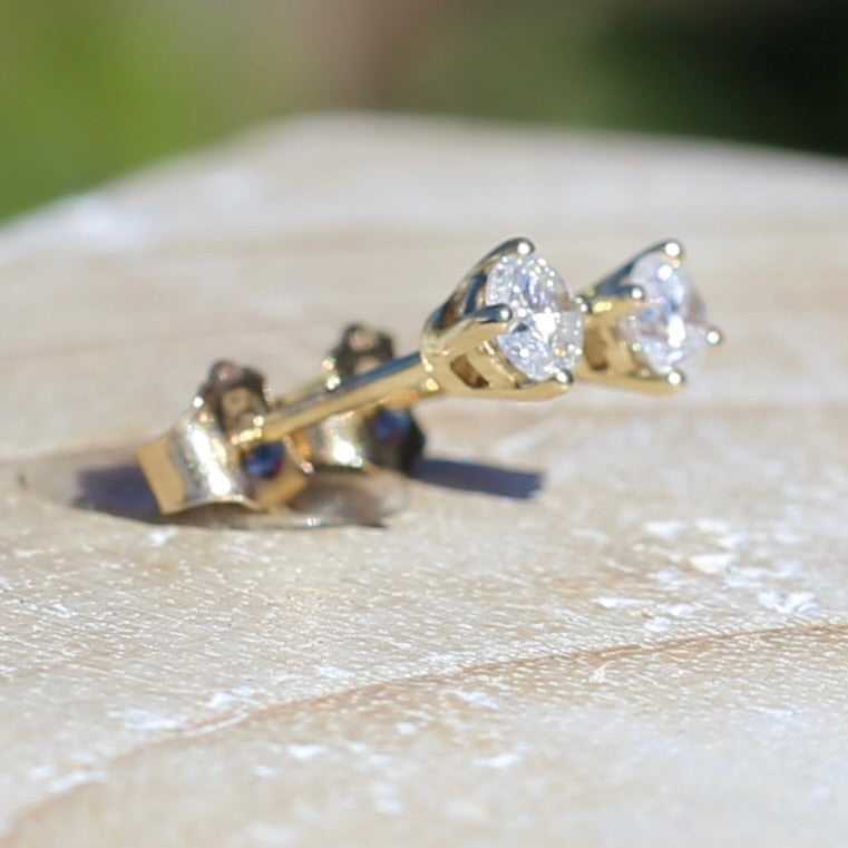 0.35ct TDW Diamond Studs, 10ct Yellow Gold Studs, 4 Claw Gold, 10ct Yellow Gold