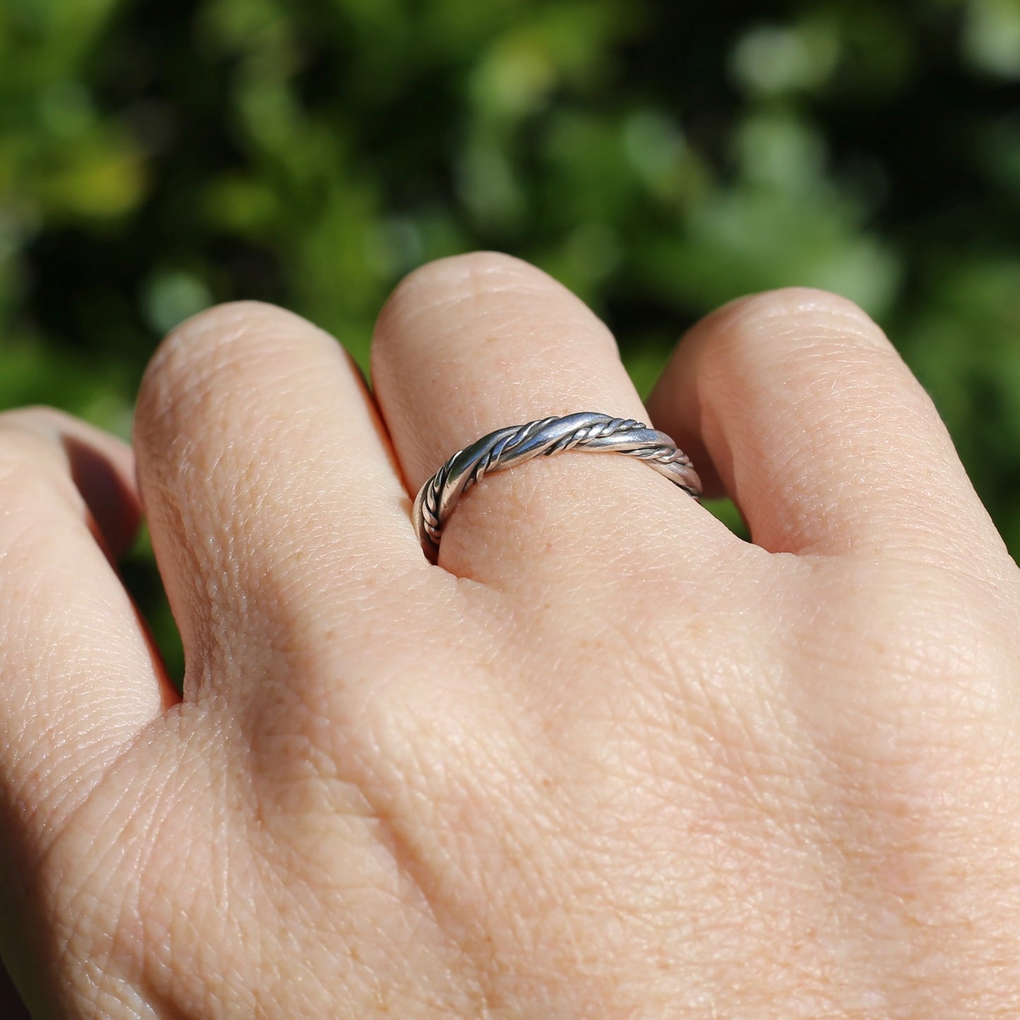 Twisted Rope Ring, Sterling Silver, size O or 7.25