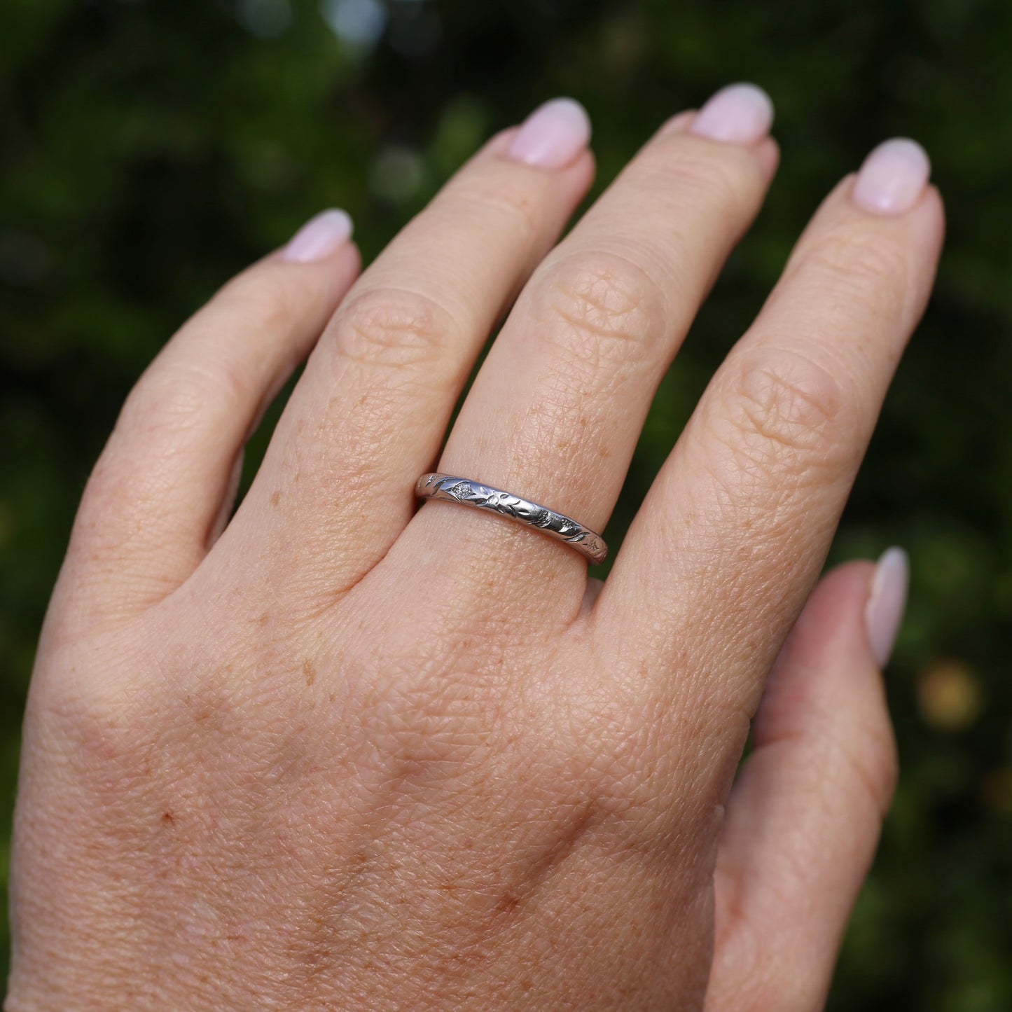 1940s Palladium Orange Blossom Wedding Ring, Palladium, size R1/2 or 9