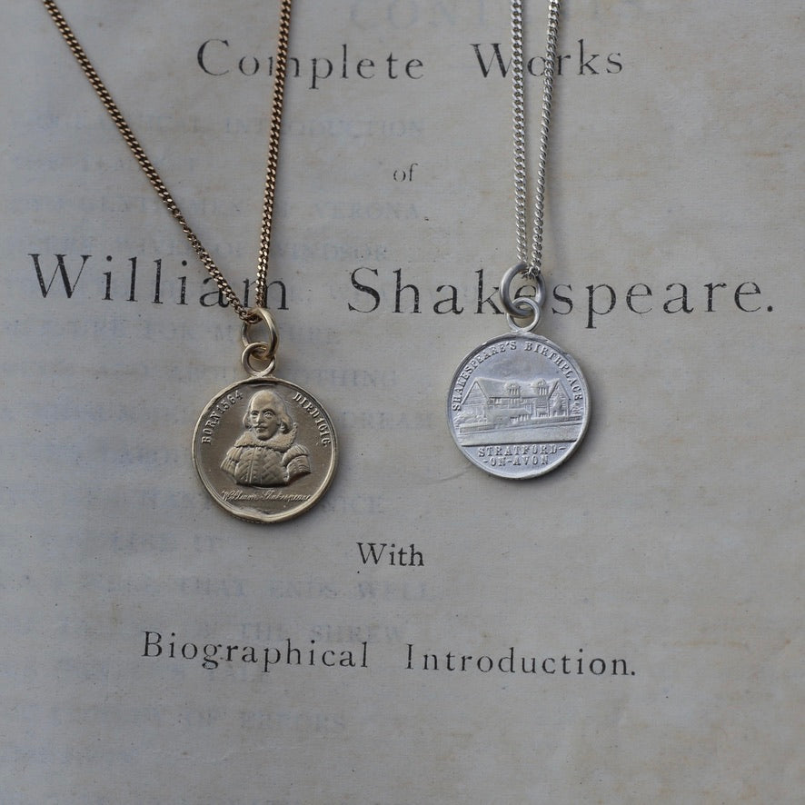 PRE-ORDER until Monday 18th Nov. The Bard - A Replica Pendant of a Token Memorialising the Life of Shakespeare, Silver and Gold.