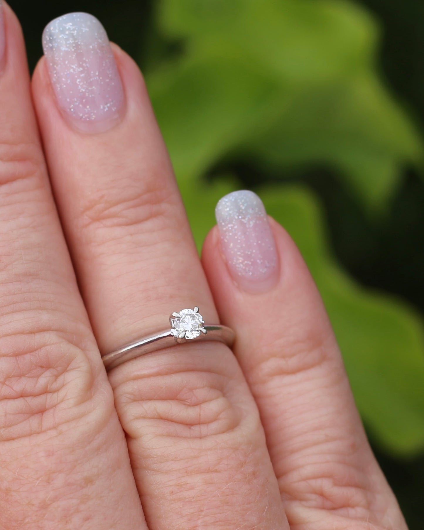 0.2ct Natural Diamond Solitaire, Talon Claw Set, 9ct White Gold, size 5 or J1/2, 2.2g