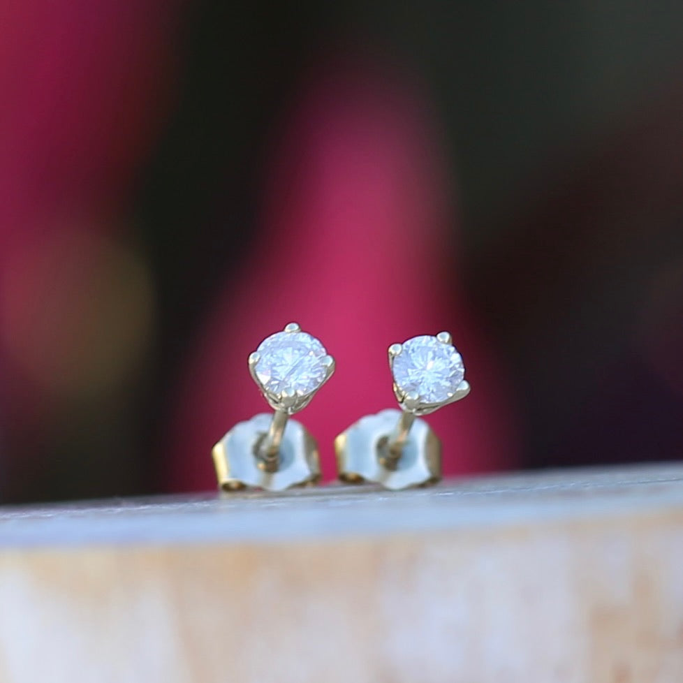 0.35ct TDW Diamond Studs, 10ct Yellow Gold Studs, 4 Claw Gold, 10ct Yellow Gold