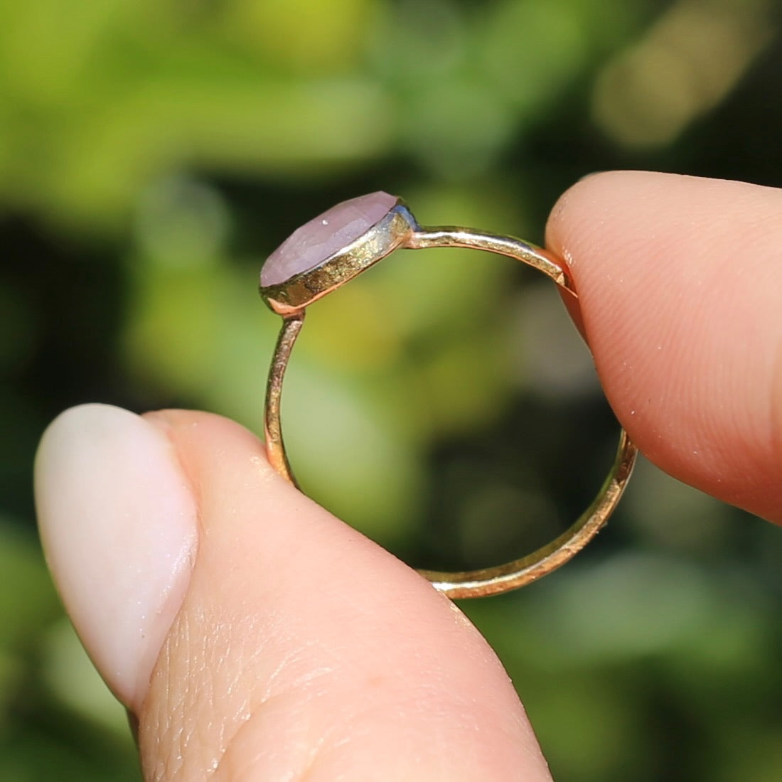 Rose Cut Pink Sapphire Ring, 14ct Rose Gold, size 6 or L1/2