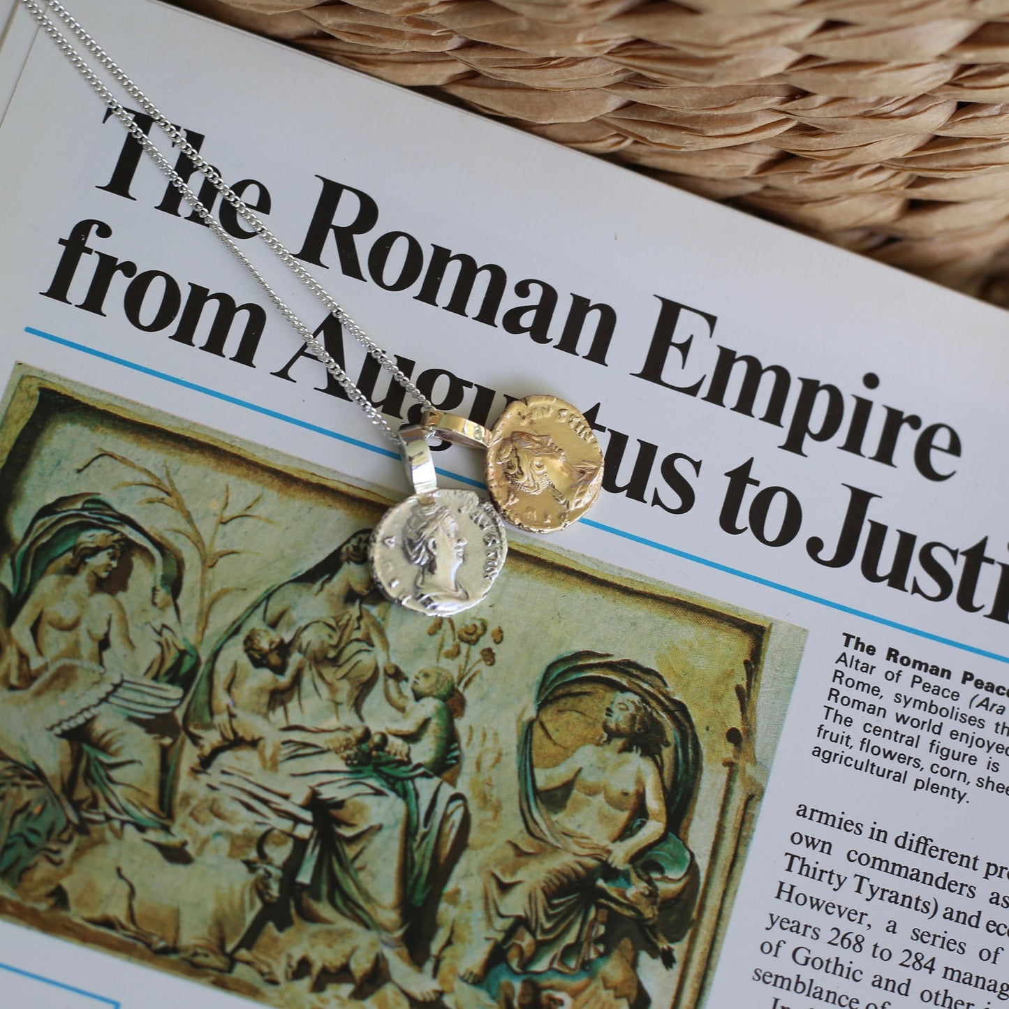 Faustina the Elder Coin Pendant,Cast From a 141-161AD Silver Denarius, avail in  Silver and Gold