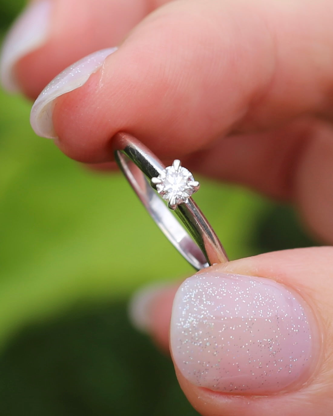 0.2ct Natural Diamond Solitaire, Talon Claw Set, 9ct White Gold, size 5 or J1/2, 2.2g