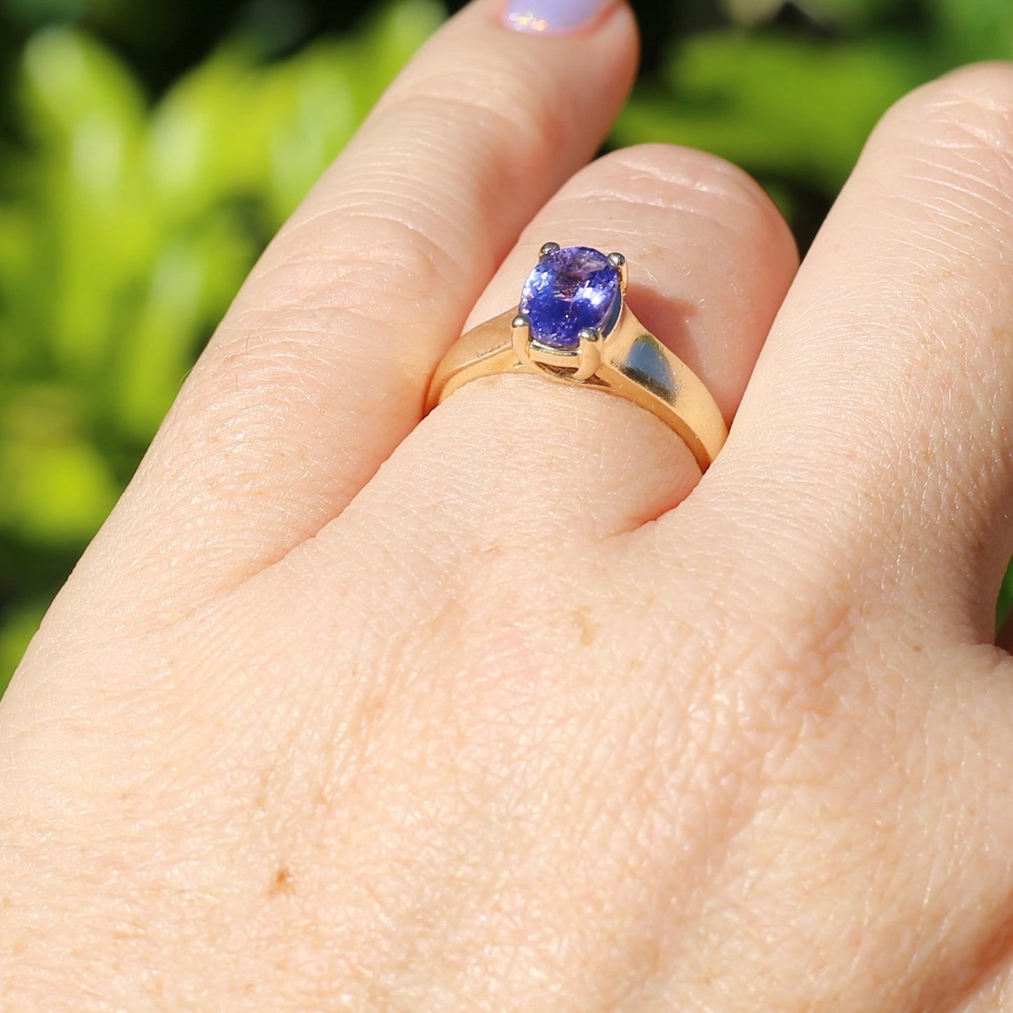 1.25ct Oval Tanzanite Ring, 14ct Yellow Gold, size N or just over 6.5