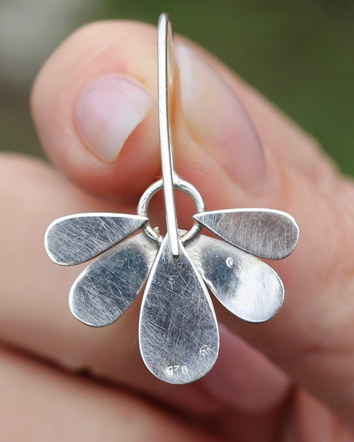 Hand Made Floral Inspired Earring Wires, Sterling Silver, 3.83g