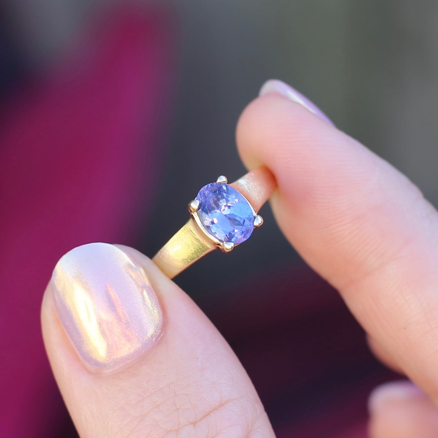 1.25ct Oval Tanzanite Ring, 14ct Yellow Gold, size N or just over 6.5